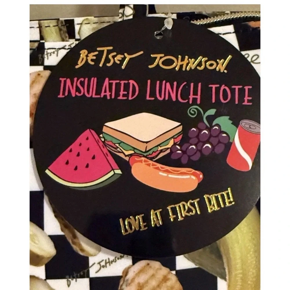 👉✨️Betsey Johnson Checkered lunch  Tote with pickles - Picture 3 of 3